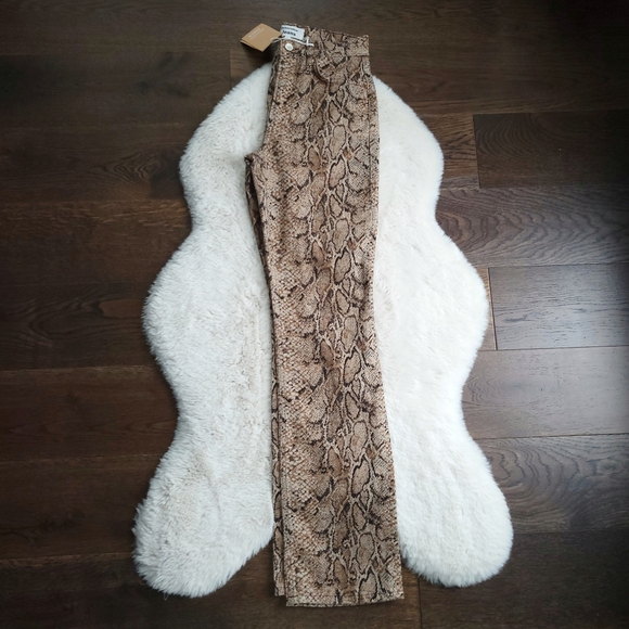 Reformation Peyton Snake Skin Python High Rise Boot Cut Denim Jeans - Picture 5 of 10